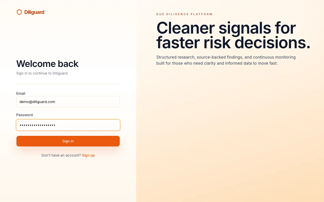 Login page