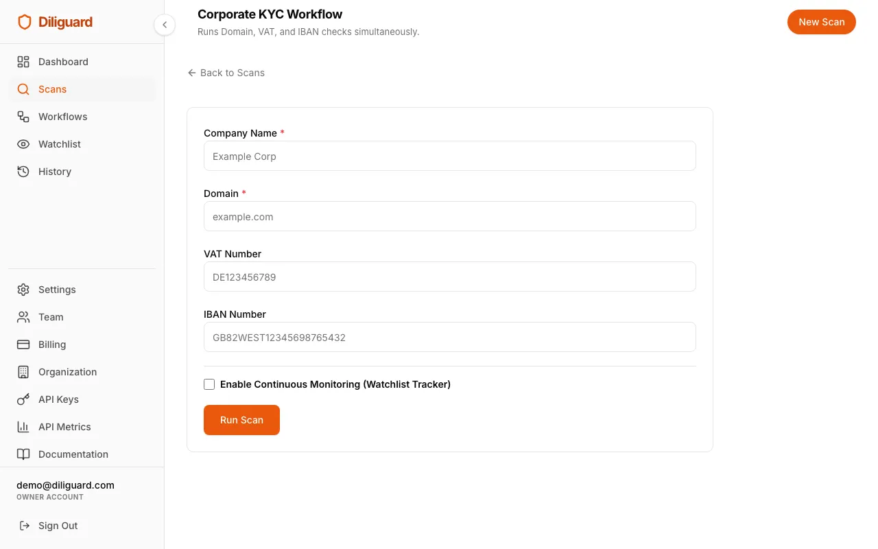 Workflow results screenshot with the module sidebar on the left and results on the right.